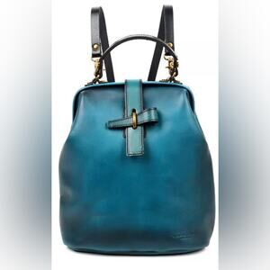 NWT MSRP$420 OLD TREND Women's Genuine Leather Pamela Backpack Shoulder Bag Teal